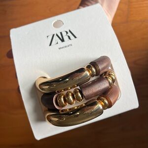 Brand New Zara Bracelets - Golden & Wood Stretch Bracelets - Never Worn!